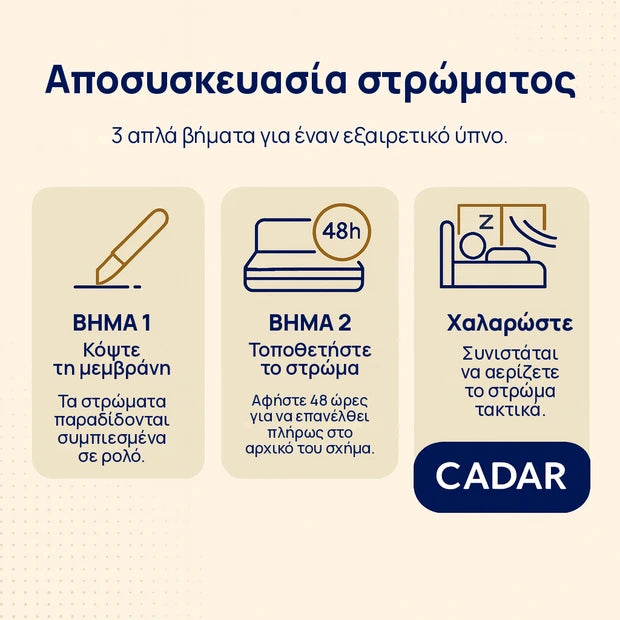 Αποσυσκευασία στρώματος σε 3 απλά βήματα – Cadar