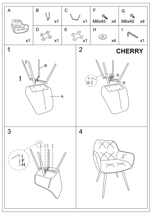 Set 2 scaune Cherryvcg Albastru închis
